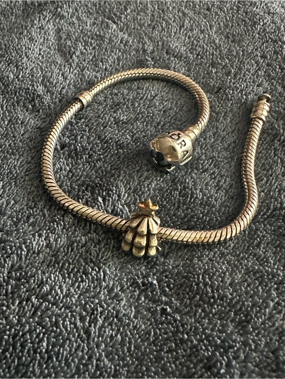Pandora Silver Christmas Tree with Gold Star Charm